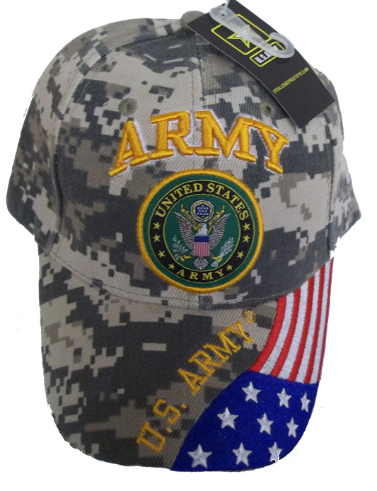 UNITED STATES ARMY CAMO BASEBALL STYLE EMBROIDERED HAT flag us usa cap