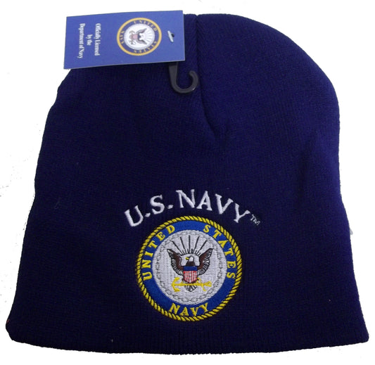 8" UNITED STATES NAVY OFFICIAL BLUE EMBROIDERED BEANIE HAT cap skull