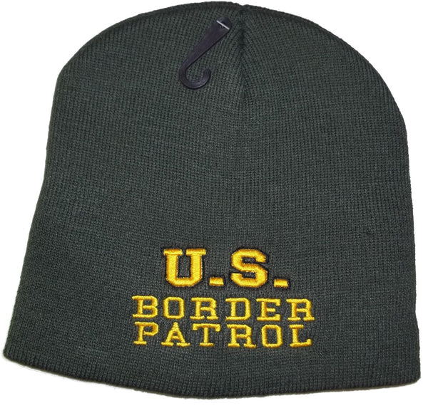 8" BLACK or GREEN USA BORDER PATROL EMBROIDERED WINTER BEANIE SKULL CAP toboggan hat
