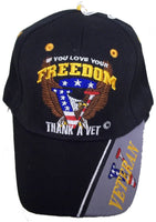 LOVE YOUR FREEDOM THANK A VET EMBROIDERED BASEBALL HAT eagle flag usa cap