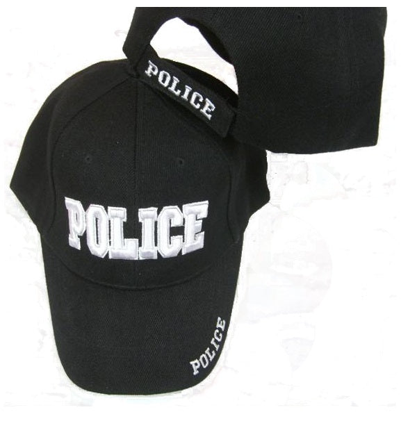 POLICE EMBROIDERED ADJUSTABLE HAT black ball cap