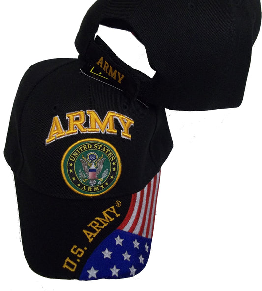 CrazyCoolBuys United States Army Baseball Style Embroidered Hat Flag Us Usa Black Cap