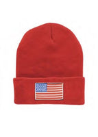 USA AMERICAN FLAG KNIT EMBROIDERED WINTER HAT stars stripes skull cap beanie