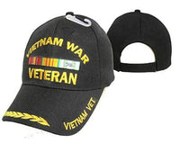 VIETNAM WAR VETERAN BLACK EMBROIDERED ADJUSTABLE BASEBALL CAP usa vet hat