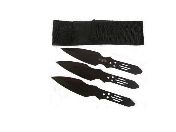 3pc 6.5" STAINLESS STEEL BLACK THROWING KNIVES thrower blade knife