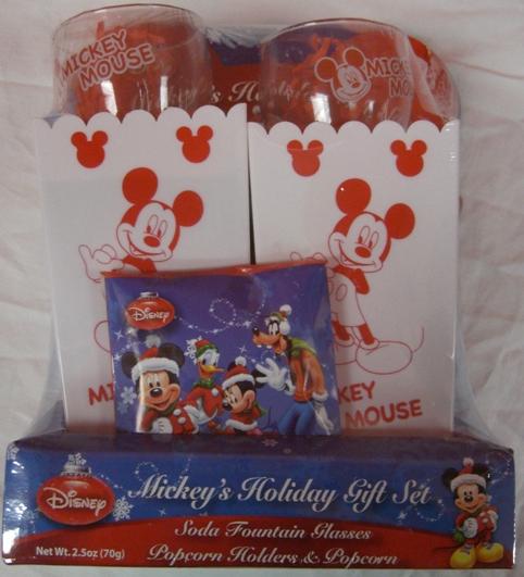 MICKEY MOUSE POPCORN BOWL SODA GLASS GIFT SET collectible disney minnie holiday