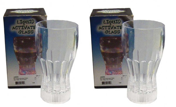 2pc SET 10oz FLASH LED LIGHT UP LIQUID ACTIVATED LED GLASSES fun party glass
